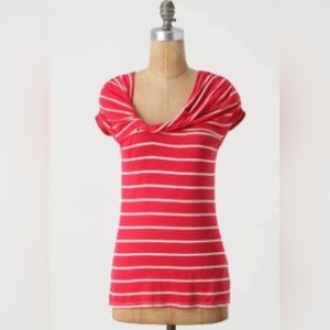 Deletta red top with beige stripes from Anthropologie